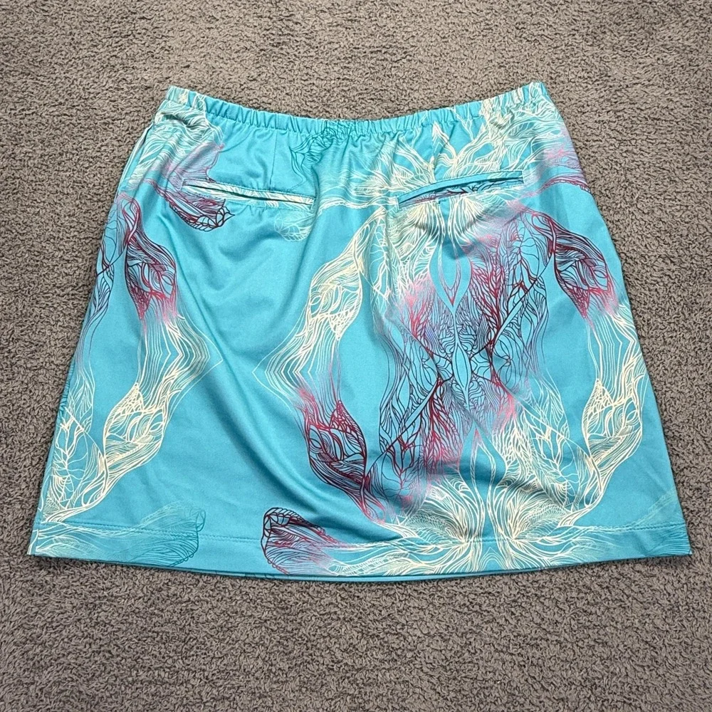 Nike Golf Skort Womens Medium Blue Abstract Print FIT DRY Pockets Skirt Preppy